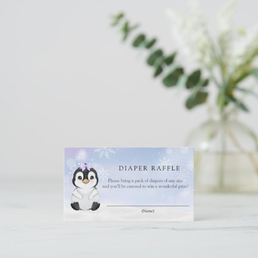 Penguin Diaper Raffle Enclosure Card Informatiekaartje (Staand voorkant)
