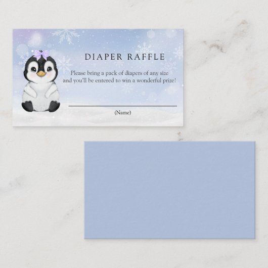 Penguin Diaper Raffle Enclosure Card Informatiekaartje (Voorkant / Achterkant)