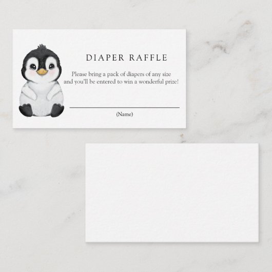 Penguin Diaper Raffle Enclosure Card Informatiekaartje (Voorkant / Achterkant)