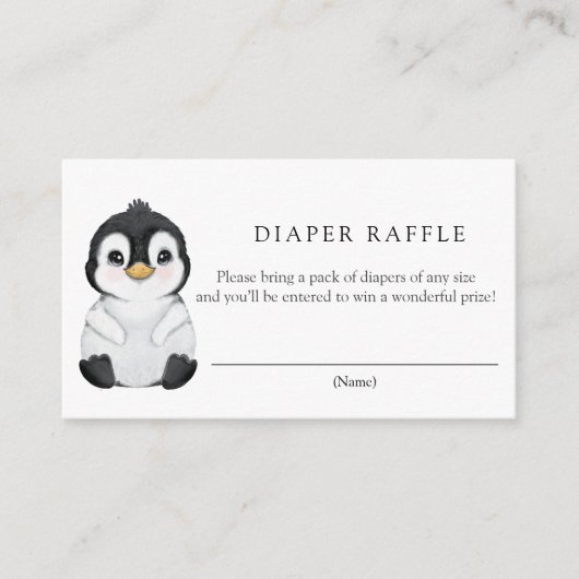 Penguin Diaper Raffle Enclosure Card Informatiekaartje (Voorkant)