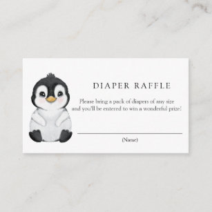 Penguin Diaper Raffle Enclosure Card Informatiekaartje