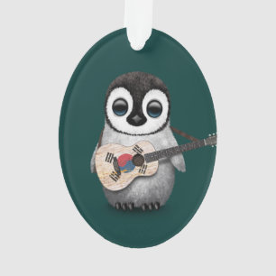 Penguin die Zuid-Koreaanse vlag Blauwgroen speelt Ornament