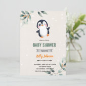 Penguin dierentuin dieren douche verjaardagsuitnod kaart (Staand voorkant)