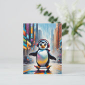 Penguin Digitale Kunst Schilderen Cool Briefkaart (Staand voorkant)