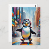 Penguin Digitale Kunst Schilderen Cool Briefkaart (Voorkant / Achterkant)