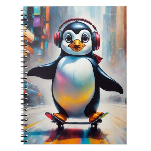 Penguin Digitale Kunst Schilderen Cool Notitieboek (Voorkant)