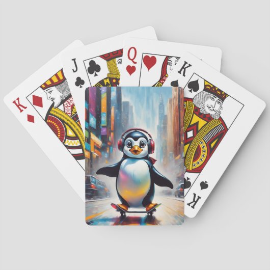 Penguin Digitale Kunst Schilderen Cool Pokerkaarten (Achterkant)