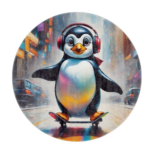 Penguin Digitale Kunst Schilderen Cool Snijplank (Voorkant)