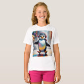Penguin Digitale Kunst Schilderen Cool T-shirt (Voorkant volledig)