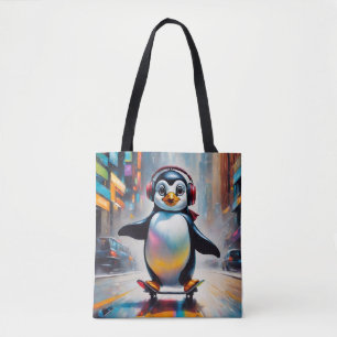 Penguin Digitale Kunst Schilderen Cool Tote Bag