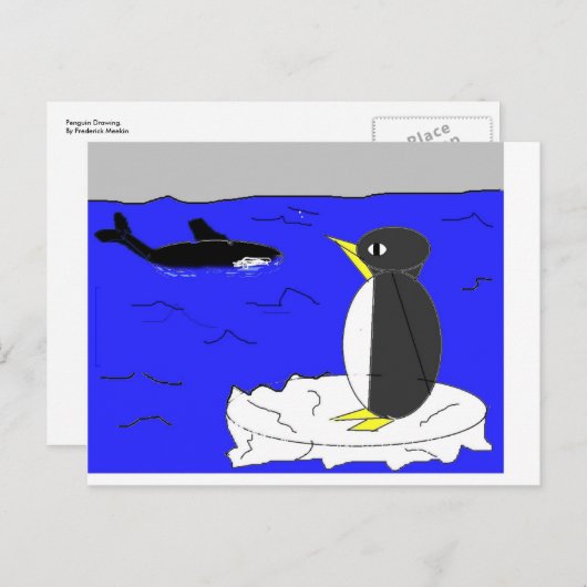 Penguin Drawing Briefkaart (Voorkant / Achterkant)