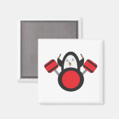 Penguin Drummer Music Cute Magneet (Voorkant / Achterkant)