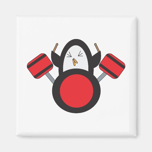 Penguin Drummer Music Cute Magneet (Voorkant)