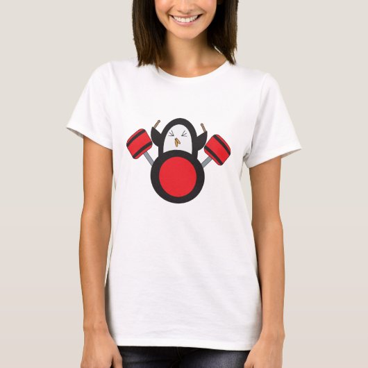 Penguin Drummer Music Cute T-shirt (Voorkant)