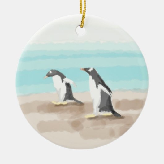 Penguin Duo Circle-Ornament Keramisch Ornament (Voorkant)