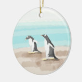 Penguin Duo Circle-Ornament Keramisch Ornament (Links)