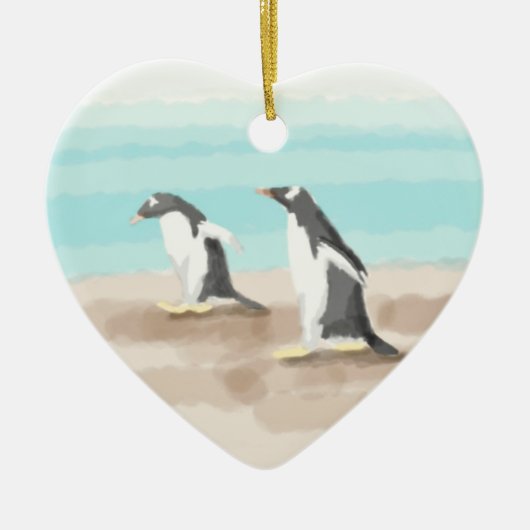 Penguin Duo Heart Ornament (Voorkant)