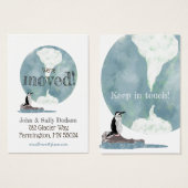 Penguin Earth Nieuw Adres Invoegen Visitekaartje (Voorkant /achterkant)