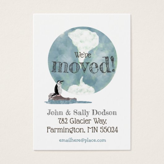 Penguin Earth Nieuw Adres Invoegen Visitekaartje (Voorkant)