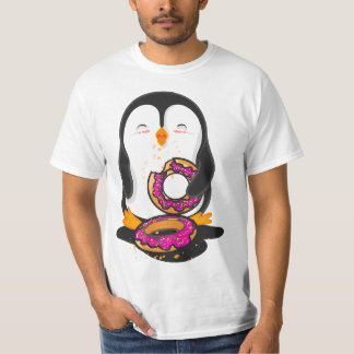 Penguin eating Donuts illustration  T-shirt
