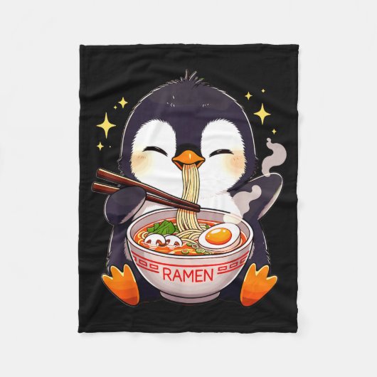 Penguin Eating Ramen Fleece Deken (Voorkant)
