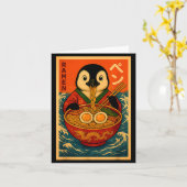 Penguin Eating Ramen Japanese Noodles Funny Kaart (Gele Bloem)
