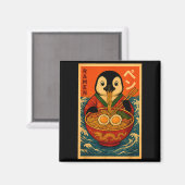 Penguin Eating Ramen Japanese Noodles Funny Magneet (Voorkant / Achterkant)