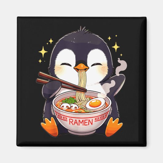 Penguin Eating Ramen Magneet (Voorkant)