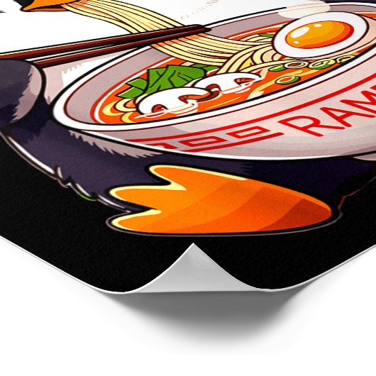 Penguin Eating Ramen  Poster (Hoek)