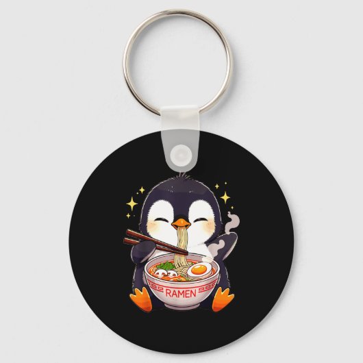 Penguin Eating Ramen Sleutelhanger (Voorkant)