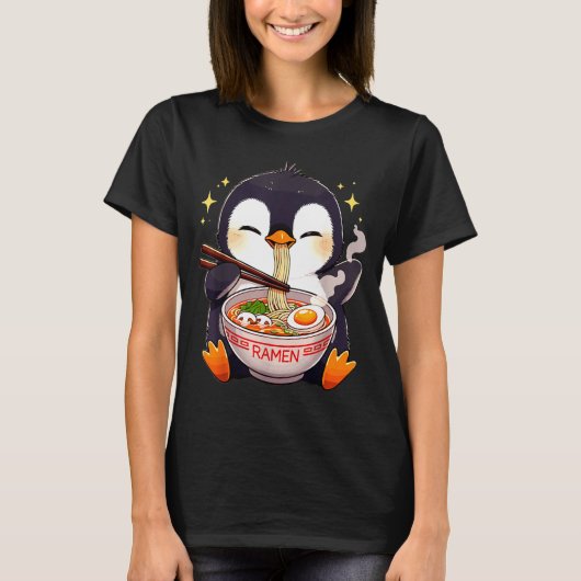 Penguin Eating Ramen T-shirt (Voorkant)