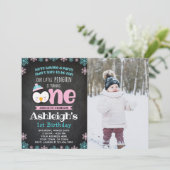 Penguin Eerste Verjaardagsuitnodiging met Foto Kaart (Staand voorkant)