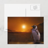 Penguin en Antarctische Sunset Art Briefkaart (Voorkant / Achterkant)