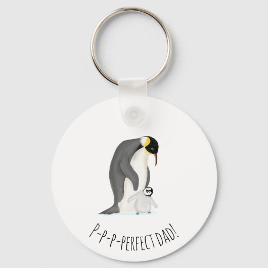 Penguin en chick 'perfecte vader' sleutelring sleutelhanger (Voorkant)
