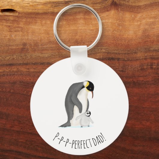 Penguin en chick 'perfecte vader' sleutelring sleutelhanger (Voorkant)