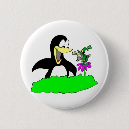 Penguin en Leprechaun Ronde Button 5,7 Cm (Voorkant)