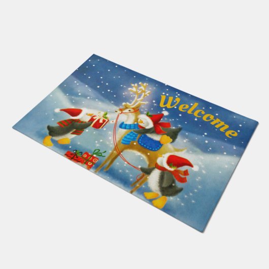 Penguin en Reindee Deurmat (Schuin)