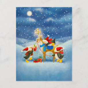 Penguin en rendier briefkaart
