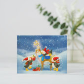 Penguin en rendier briefkaart (Staand voorkant)