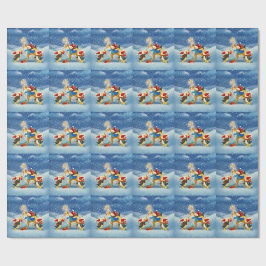 Penguin en rendier cadeaupapier (Vlak)