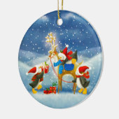 Penguin en rendier keramisch ornament (Links)