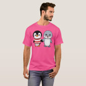 Penguin en Seal Vrienden retro T-shirt (Voorkant volledig)