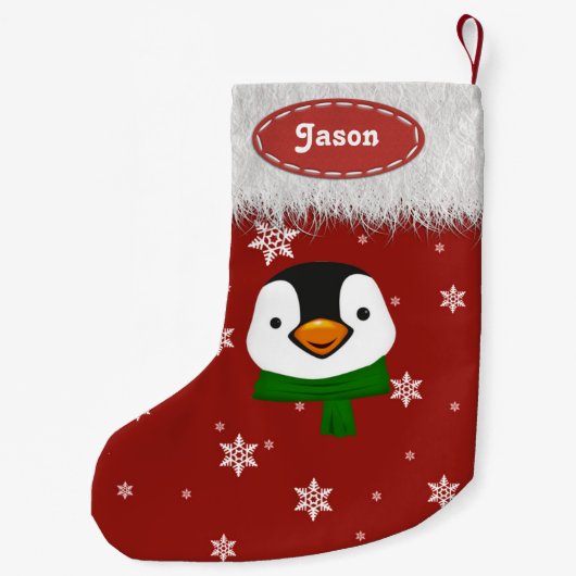 Penguin en Snowflakes - kerstkousen Kleine Kerstsok (Achterkant)