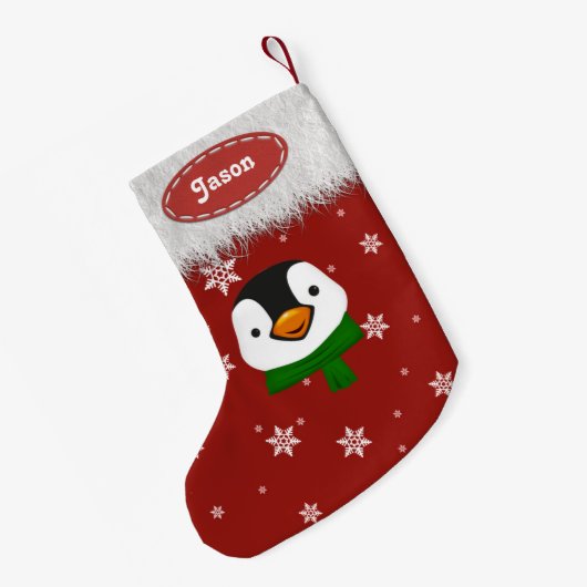 Penguin en Snowflakes - kerstkousen Kleine Kerstsok (Achterkant (Hangend))