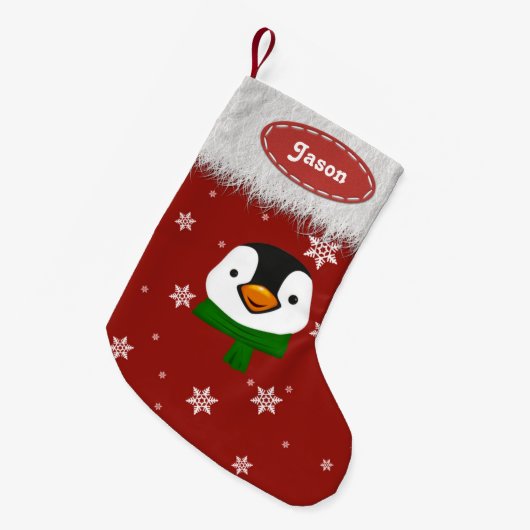 Penguin en Snowflakes - kerstkousen Kleine Kerstsok (Voorkant (Hangend))