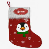 Penguin en Snowflakes - kerstkousen Kleine Kerstsok (Voorkant)