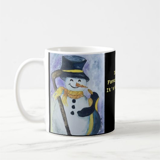Penguin en Snowman met hockeystick-mok Koffiemok (Links)