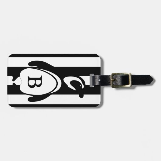 Penguin en Stripes Bagagelabel (Voorkant horizontaal)