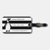 Penguin en Stripes Bagagelabel (Achterkant horizontaal)