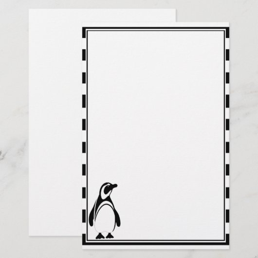 Penguin en Stripes Briefpapier (Voorkant / Achterkant)